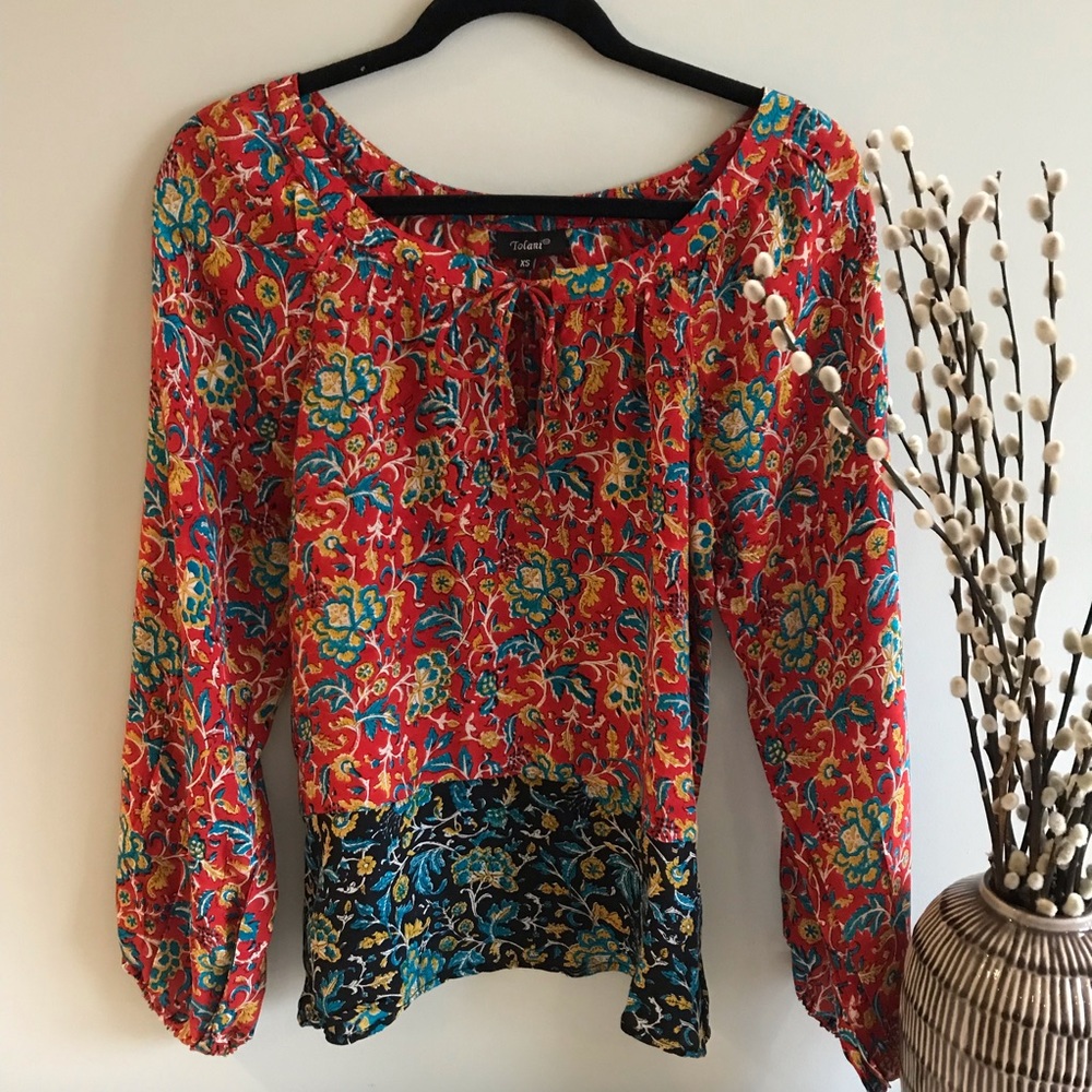 Tolani 100% Silk Floral Top